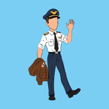 Pilot in uniform waving vector