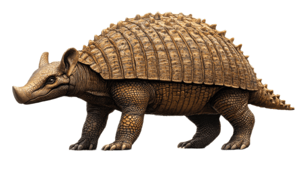 Ancient armadillo dinosaur creature standing on transparent background isolated on transparent background png