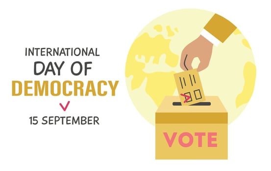 International Democracy Day on 15 september with election card banner invitation poster vector