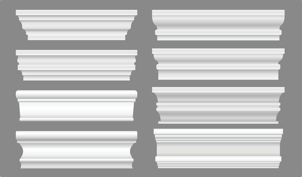 Collection of white interior moldings vector