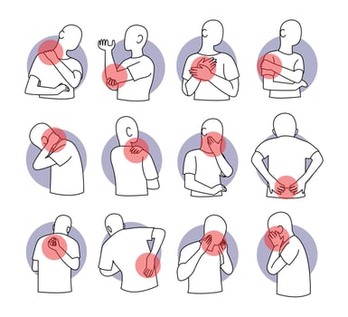 Illustration of pain areas in human body vector