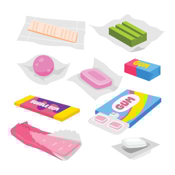 Assorted colorful chewing gum and sweets vector