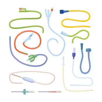 Colorful medical tubing and connectors vector