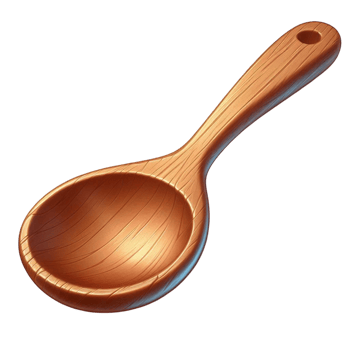Wooden cooking spoon with long handle for kitchen food preparation png