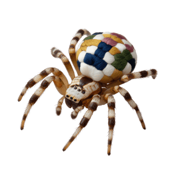 Colorful Artistic Spider with Textile Pattern and Unique Design for Creative Projects and Illustrations png
