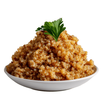 Quinoa Pile in White Bowl with Fresh Green Garnish on Isolated Background Perfect for Healthy Eating Themes png