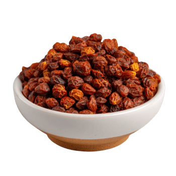 Dried Red Berries in White Bowl on Isolated Background for Culinary Use and Food Photography png