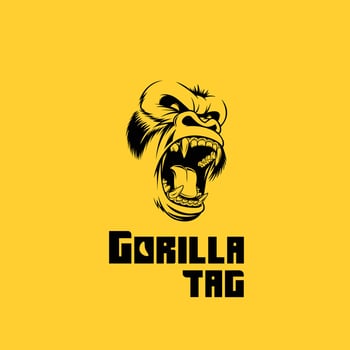 Gorilla tag logo featuring a fierce gorilla face. vector