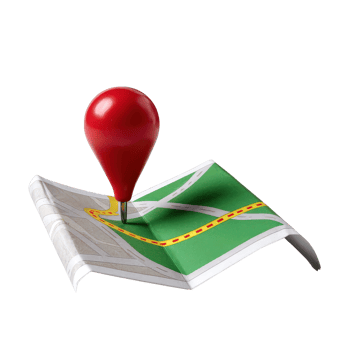 Red Pin Marking Location on Map with Green Background and Yellow Dotted Lines for Navigation and Exploration png