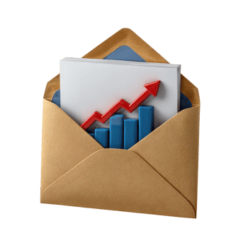 Business Growth Concept with Chart and Envelope Signifying Financial Success and Market Trends png
