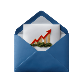 Business Growth Concept in Blue Envelope with Graph Icon Representing Financial Success and Development png