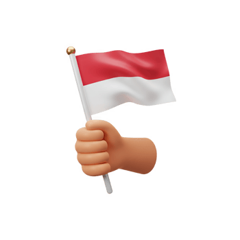 3d hand waving the Indonesian national flag png