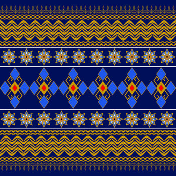 Ethnic Blue Gold Textile Pattern vector