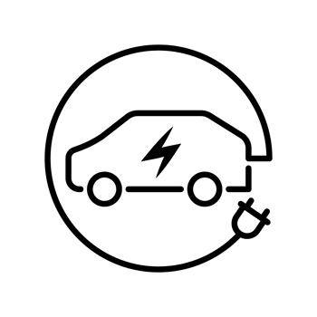 Electric Car Icon and EV Car Symbol With Charging Cable png