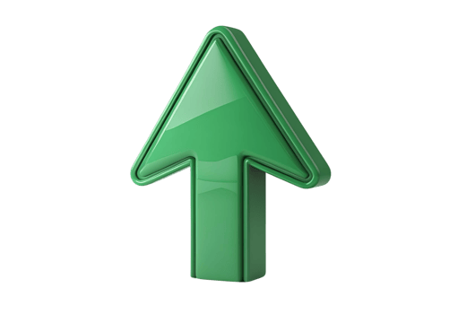 Glossy Green Up Arrow Icon for Direction and Navigation Display png