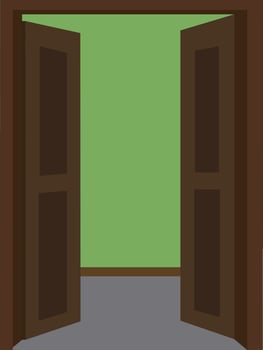 Open doorway into green room vector