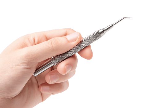Hand holding a professional dental tool. png