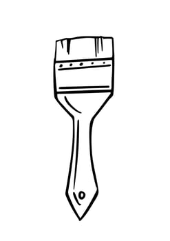 wide paintbrush with wooden handle and riveted ferrule, ideal for DIY painting, home decor, repair, construction, art craft projects. vector