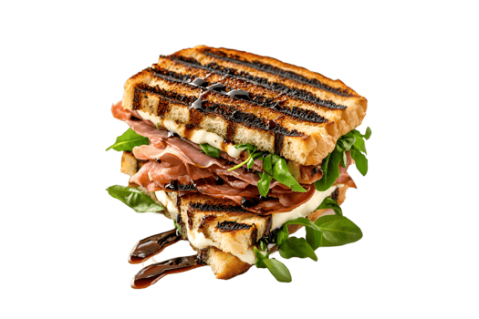 Grilled Prosciutto Mozzarella Sandwich Balsamic Glaze png