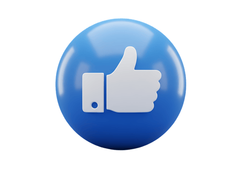A blue sphere with a thumbs up icon png
