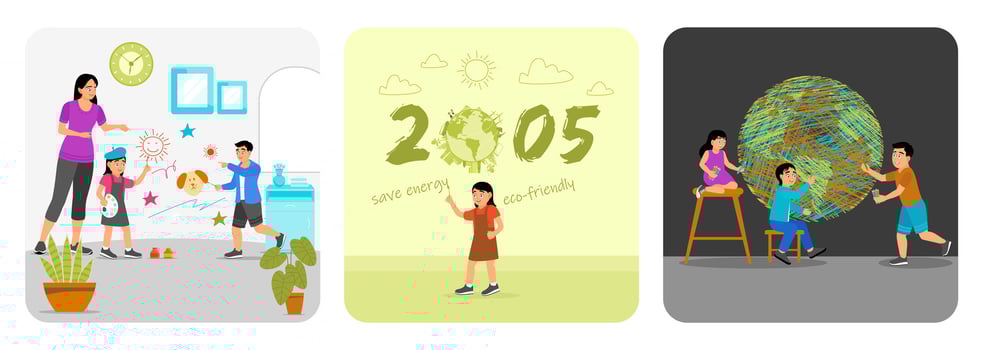 Kids engaging in creative educational activities vector