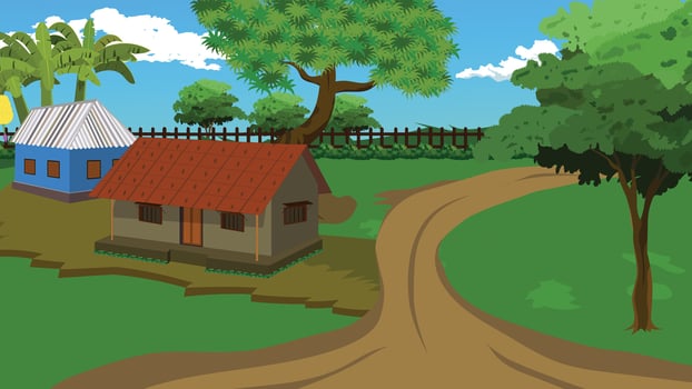 Rural landscape with houses and trees vector