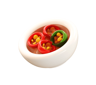 3D Render of Spicy Thai Chili Sauce in Ceramic Bowl food icon png