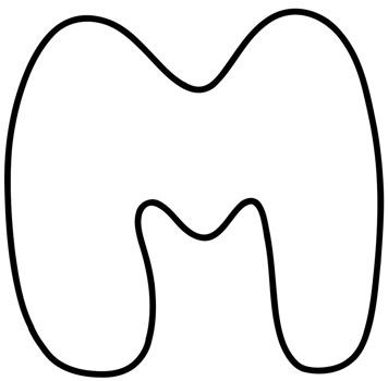 Paper Cut Alphabet. Capital letters. Bold White Graphic Alphabet, M. png