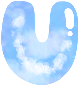 Alphabet U made of clouds, Cloud typography. png