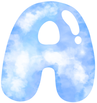 Alphabet A made of clouds, Cloud typography. png