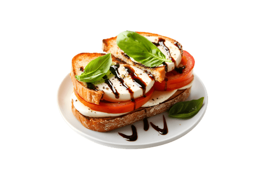 Delicious Caprese Sandwich Fresh Mozzarella Tomatoes Basil Balsamic Glaze png