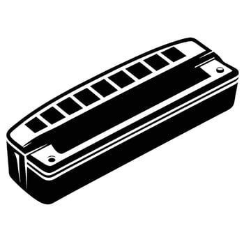 illustration of a classic blues harmonica in black and white isolated vector