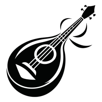 Elegant black and white illustration of a classic mandolin musical instrument vector