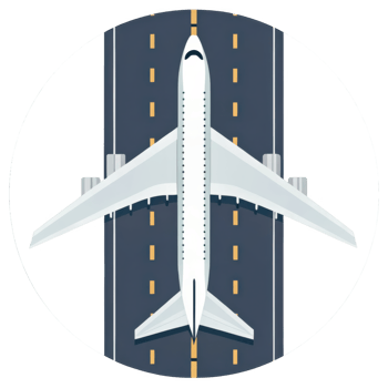 White passenger jet airplane on runway isolated on transparent background png