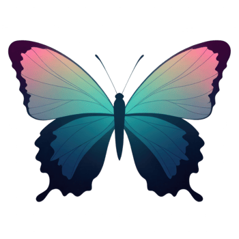 Colorful butterfly with gradient wings isolated on transparent background png