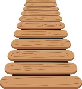 Wooden Bridge Planks Illustration Showing Perspective and Texture of Natural Timber Walkway vector