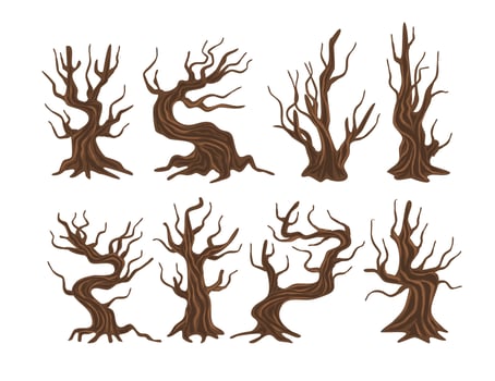 various unique tree illustrations vector