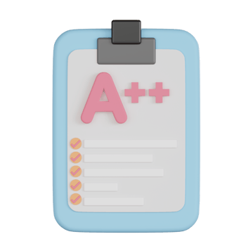 Education 3d icon clipboard with A grade and checklist for success png