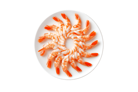 Cooked shrimp arranged on a white plate seafood appetizing meal png