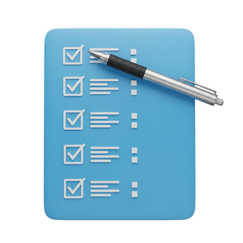 Modern checklist icon, a visual metaphor for organization, planning, and task management with a sleek pen, perfect for business. png