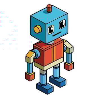 Voxel and Pixel Art 3D Robot Vectors Design