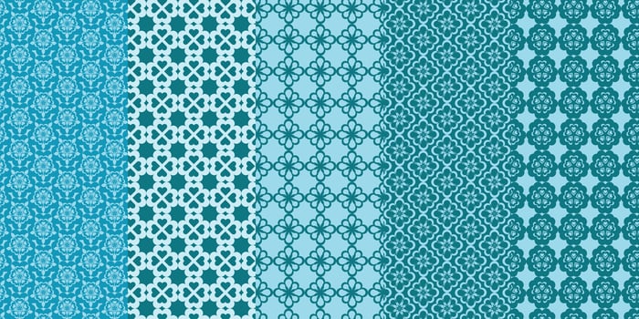 Blue patterned designs for textiles and wallpaper vector