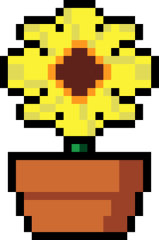 Pixel Sunflower in pot icon png