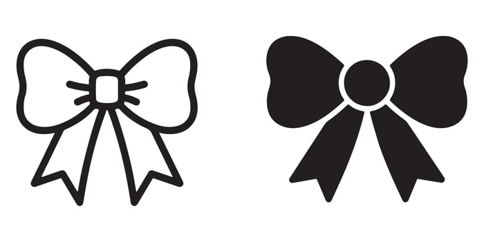 Elegant Black and White Bow Icons Simple, Festive, and Decorative Designs for Gifts, Crafts, and Websites vector