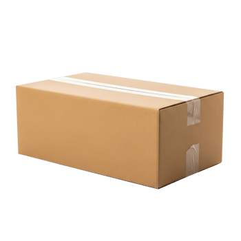 Brown cardboard shipping box with tape png