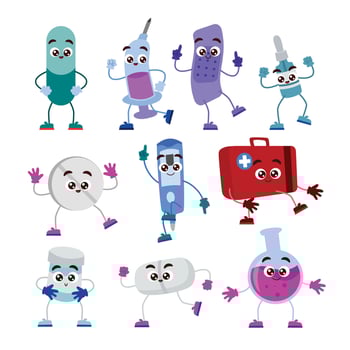 Cartoon medical characters for kids vector