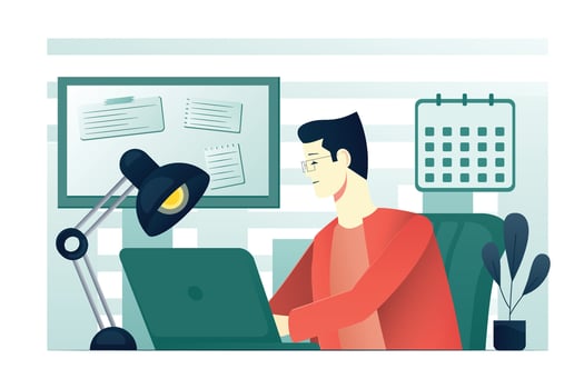 Person working at a modern desk vector