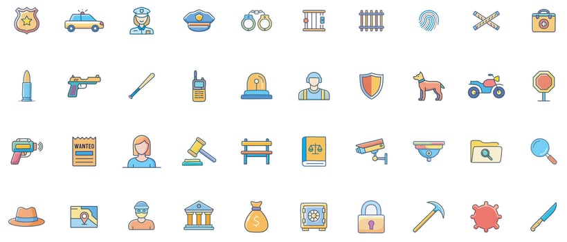 Collection of law enforcement icons vector