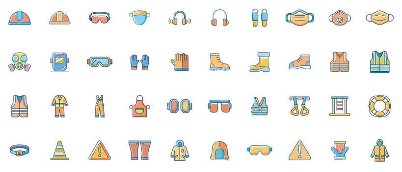 Safety gear icons for construction and industry vector