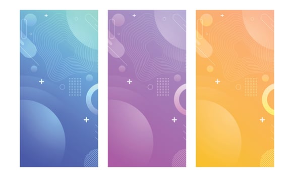 Modern wallpaper design perfect for social media, idol poster. Gradient abstract cover background set. Minimalist style cover template with geometric shapes, frame, colorful and liquid color vector